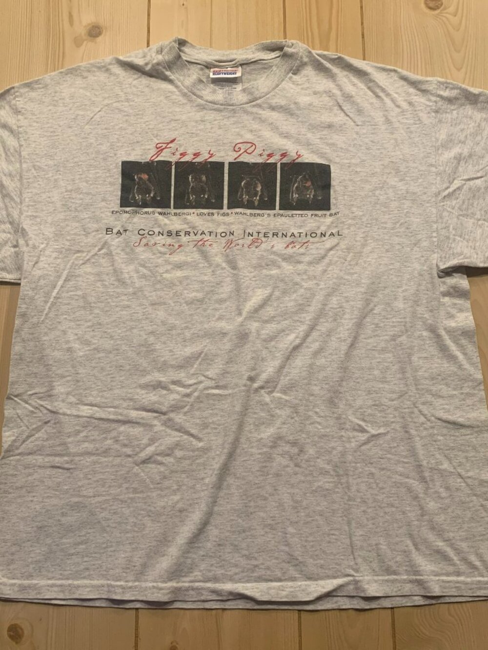 Vintage Y2K Wahlberg's Epauletted Fruit Bat Figgy Piggy Conservation T-Shirt XL